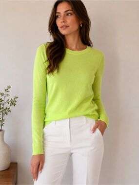 J.Crew Teddie Neon Lime Lightweight Crewneck Sweater XS